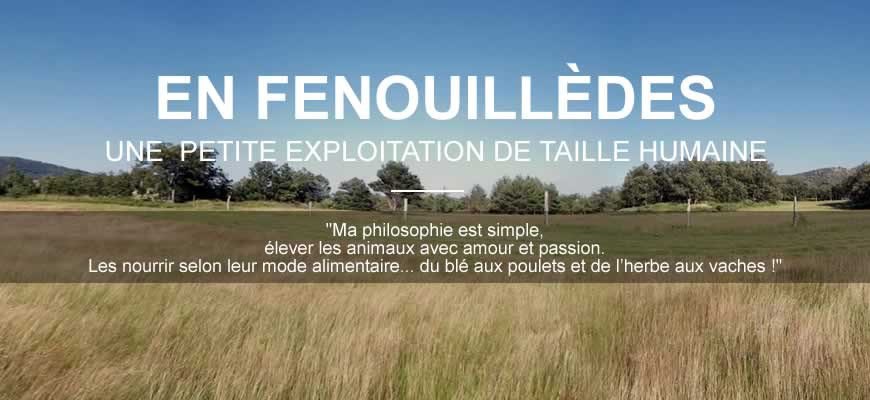 Une petite exploitation en Fenouillèdes, à taille humaine. Ma philosophie est simple : élever les animaux avec amour et passion. Les nourrir selon leur mode alimentaire... du blé aux poulets et de l'herbe aux vaches !